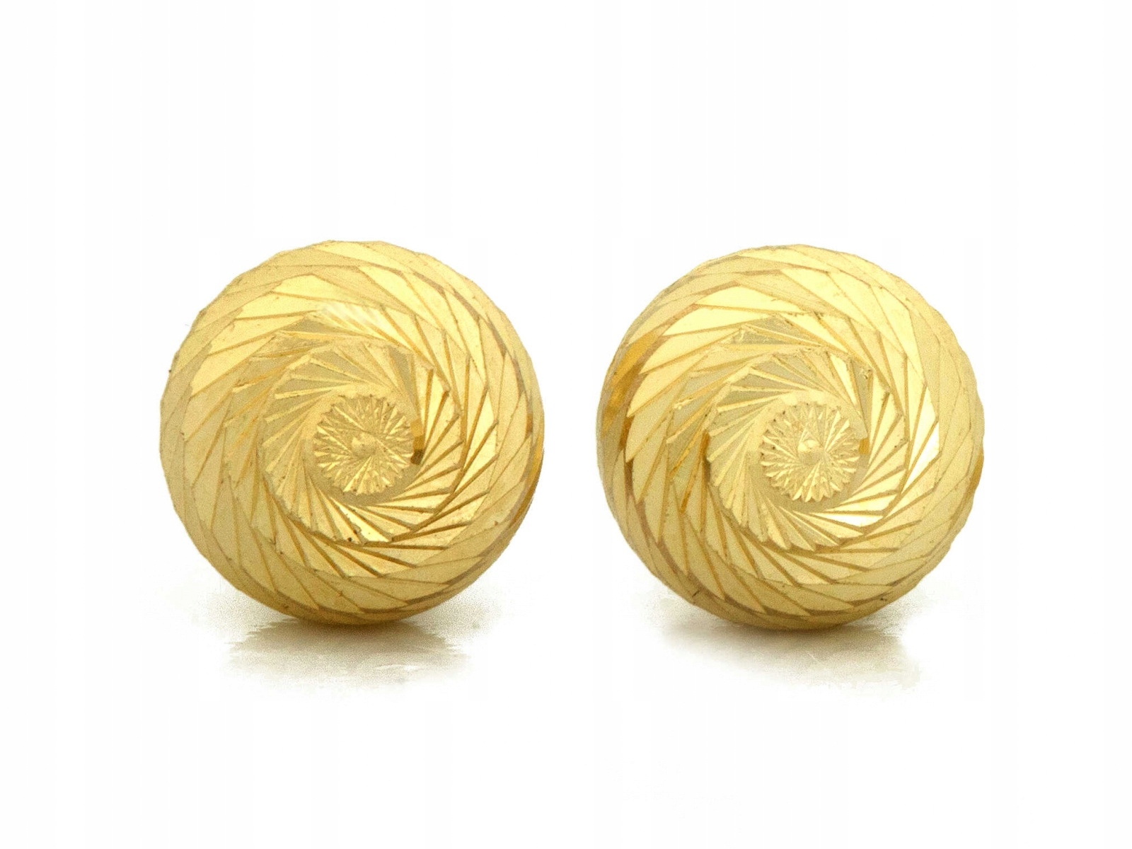 Elegantní náušnice zlaté frézované kuličky 585 na tyči jako dárek