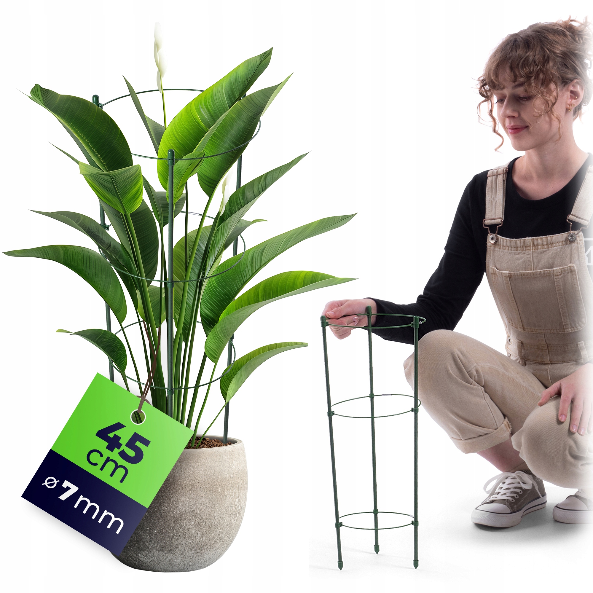 PODPORA PIERŚCIENIOWA DO ROŚLIN KWIATÓW 45 cm METALOWA PODPÓRKA OBRĘCZE