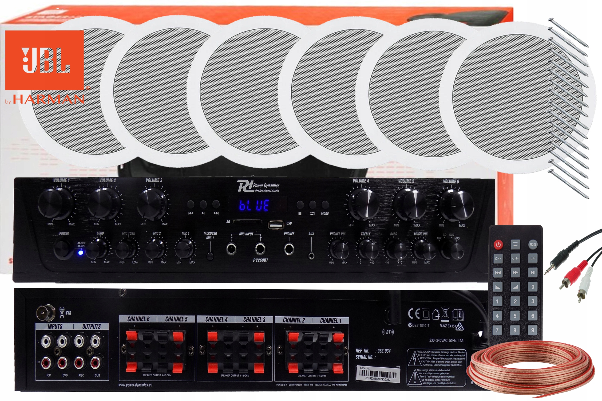 Sufitowy Zestaw Nagłośnienia Jbl Bluetooth Usb 6 Stref