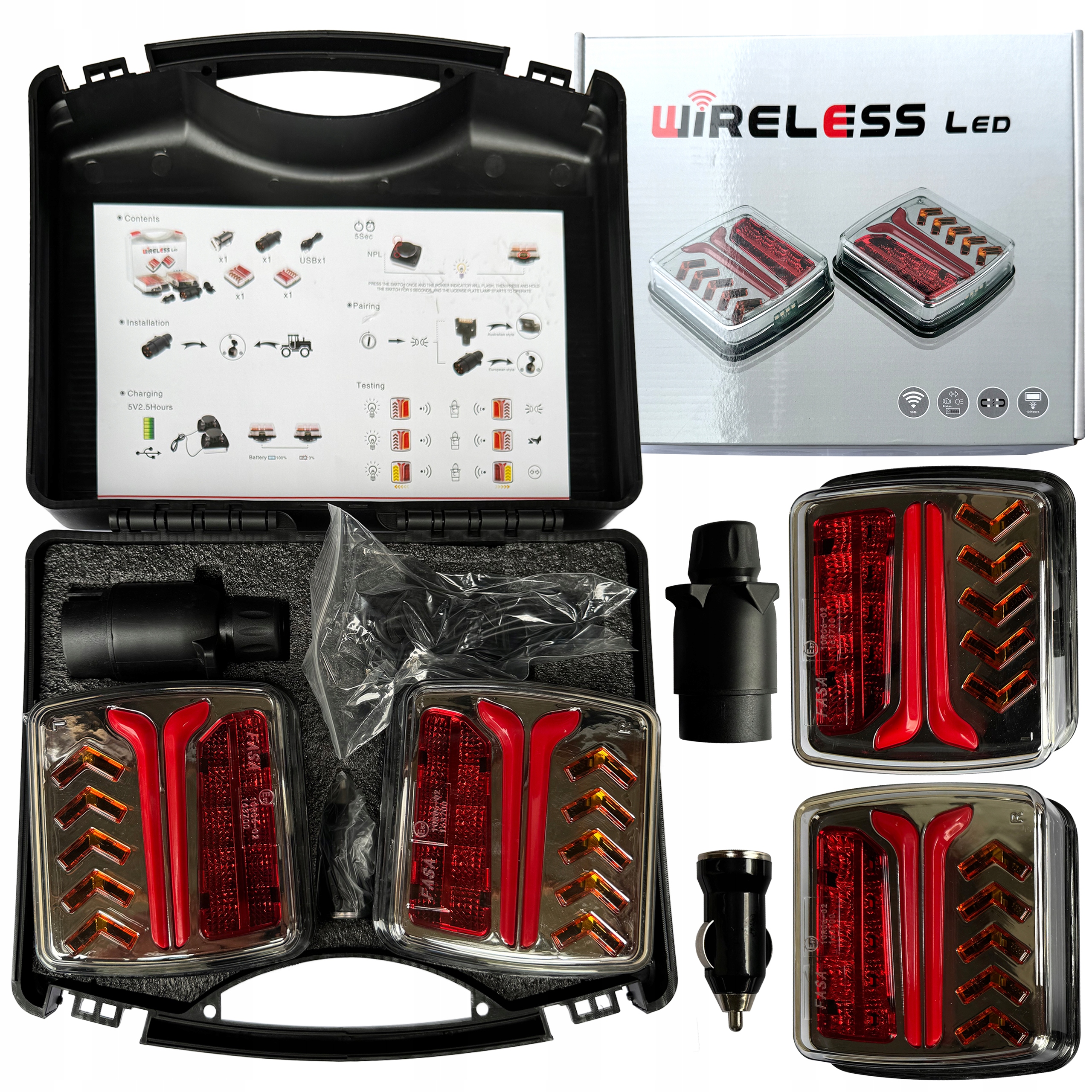 Sada Led Světel Zadních Světel Na Magnet, Bezdrátové, Dynamický Směr