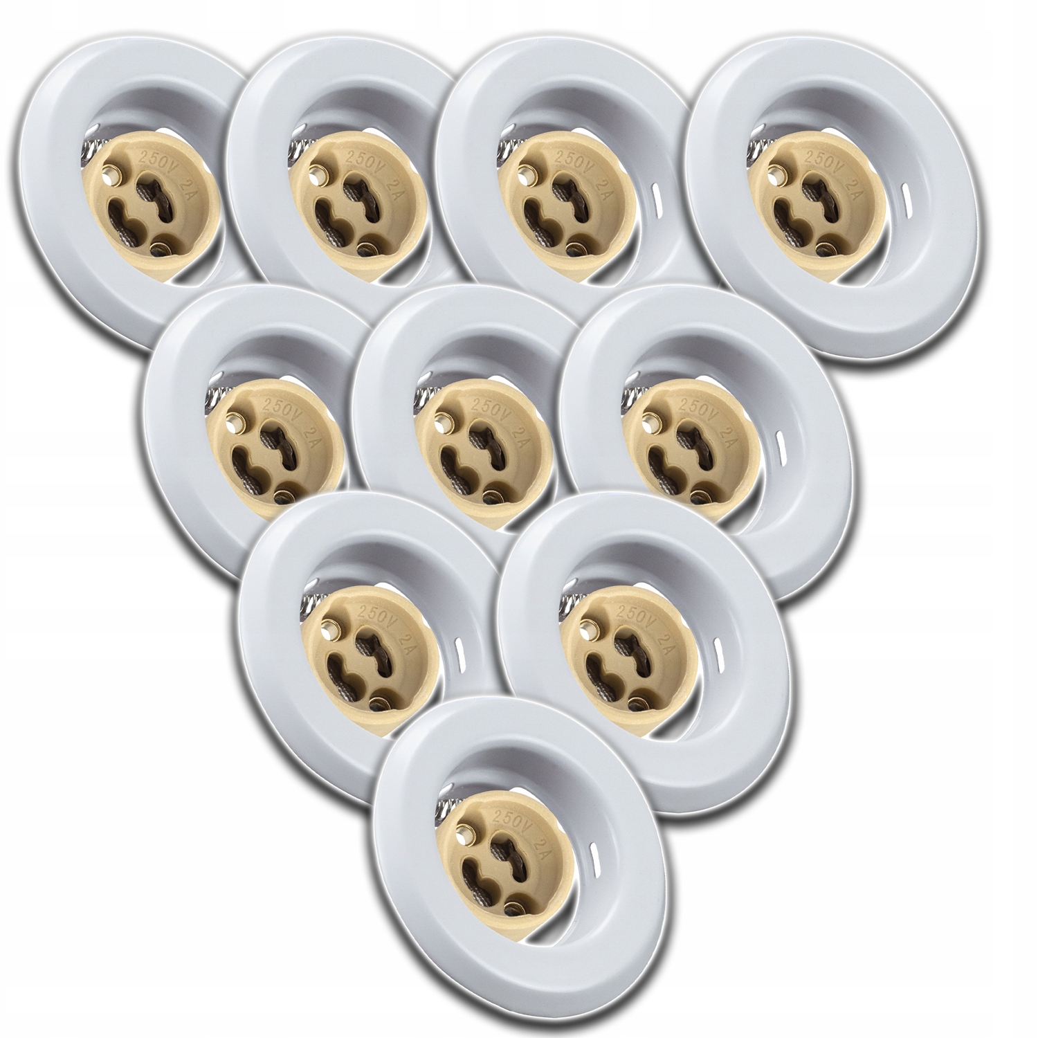 10x Stropní Svítidlo Lampička Na Žárovku GU10 Zásuvka Konektor Žárovky Kulatá