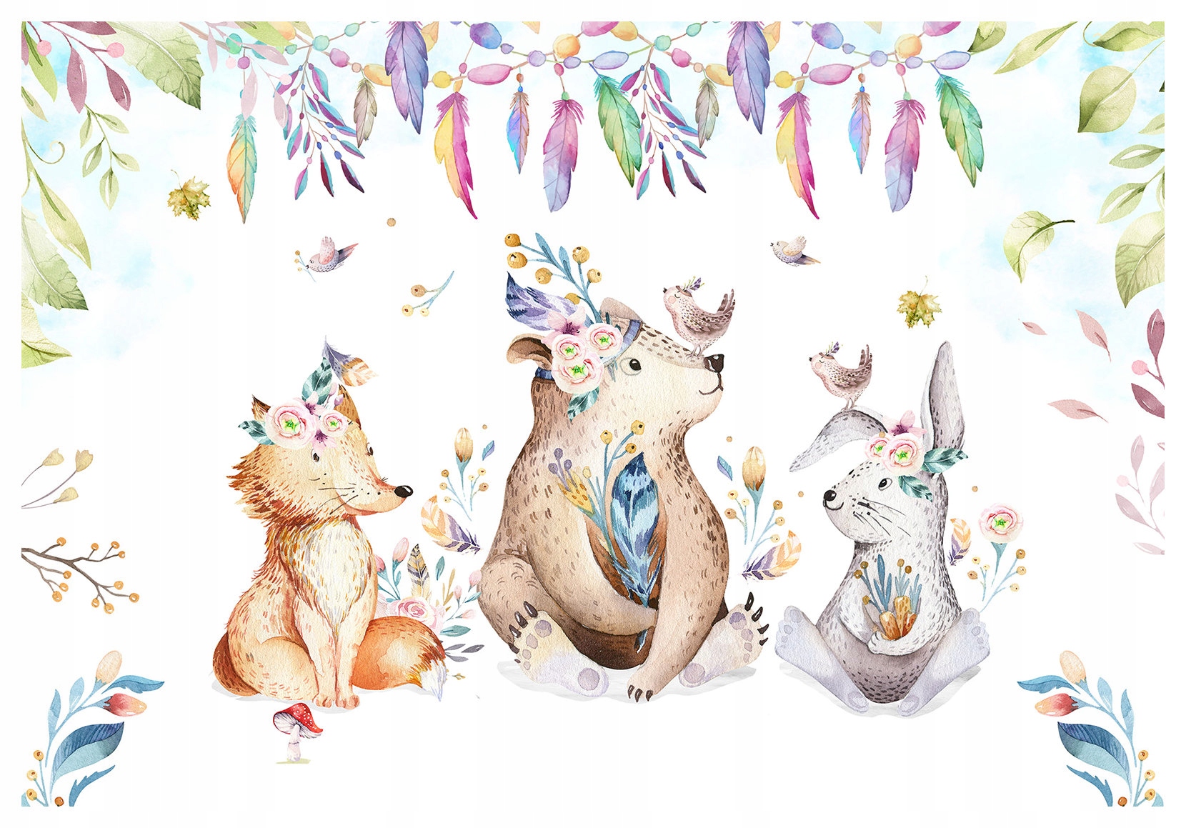 Vliesová fototapeta Lesní priatelia vence Vtáky 368x254 lepidlo