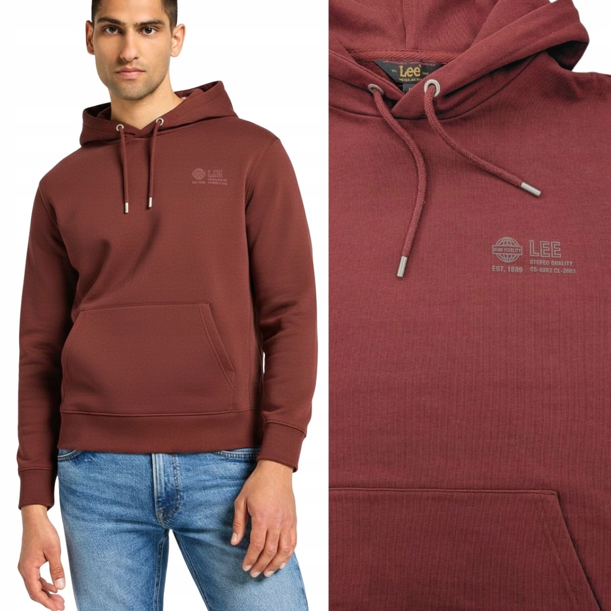 Lee Seasonal Hoodie Glicia bavlněná mikina pánská s kapucí klokanka XL
