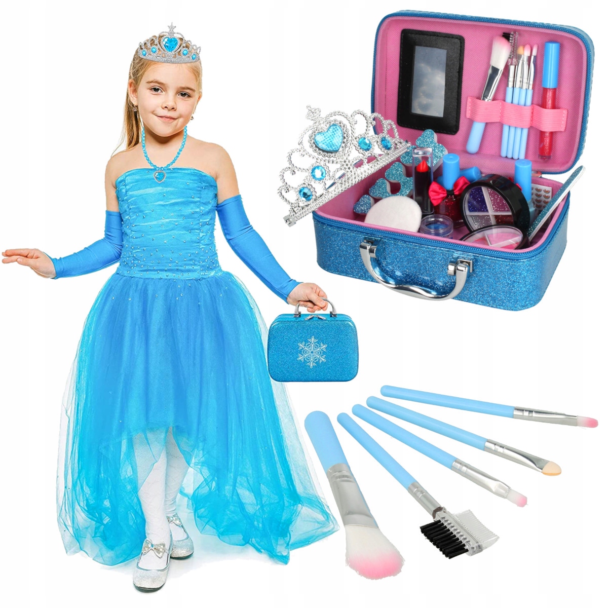 KUFEREK KOSMETYKÓW MAKEUP ZESTAW DO MALOWANIA MAKIJAŻU XXL Z TOREBKĄ ELSA Szerokość produktu 20 cm