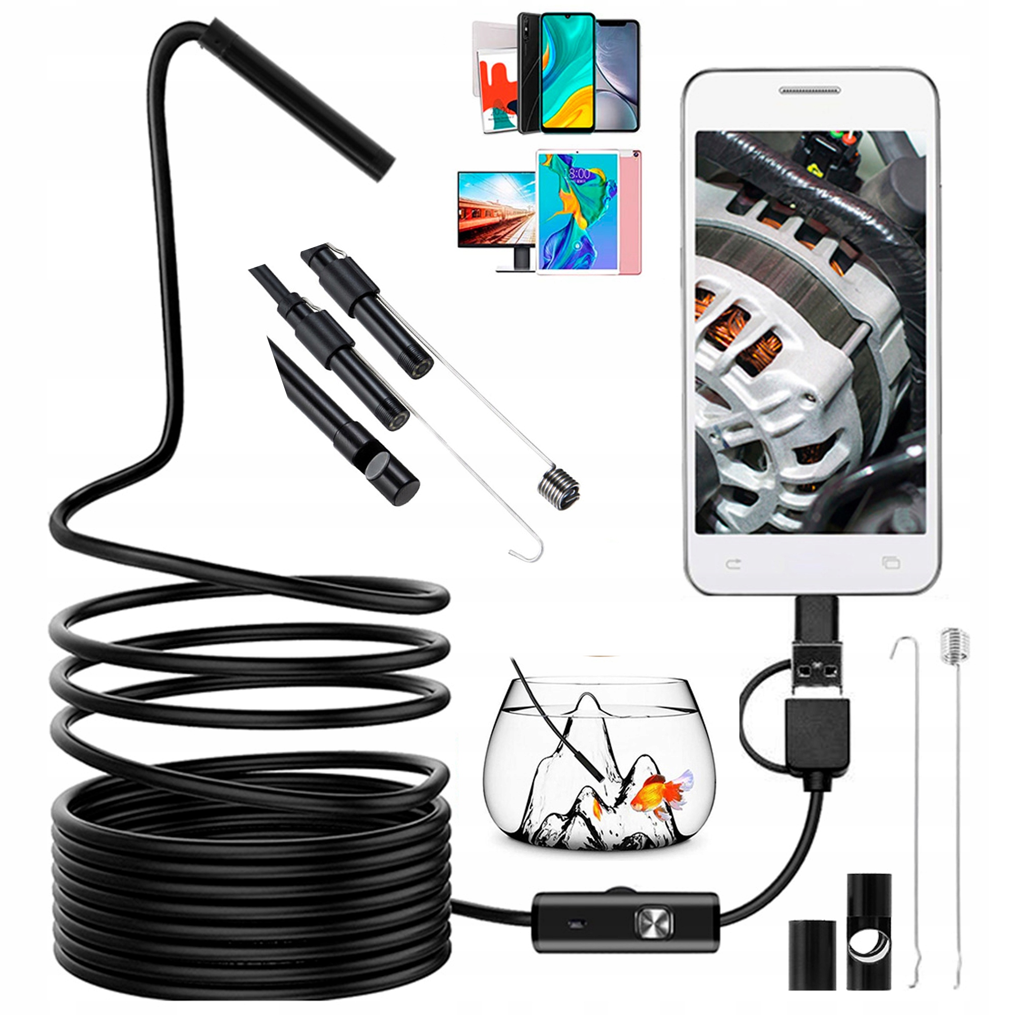ENDOSKOP KAMERA INSPEKCYJNA ANDROID USB-C 5M LED USB-C 3w1 Kamera Warsztat