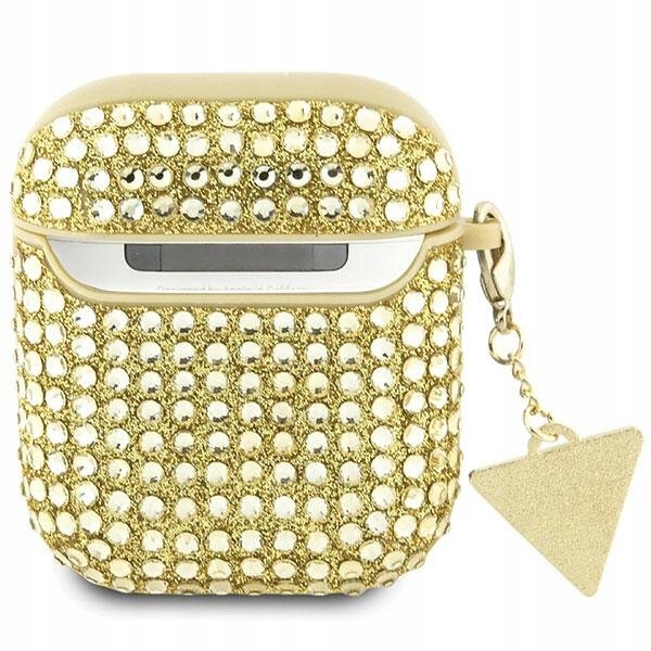 Guess etui do AirPods 1 / 2 GUA2HDGTPD złote Rhinestone Triangle Charm Marka Guess