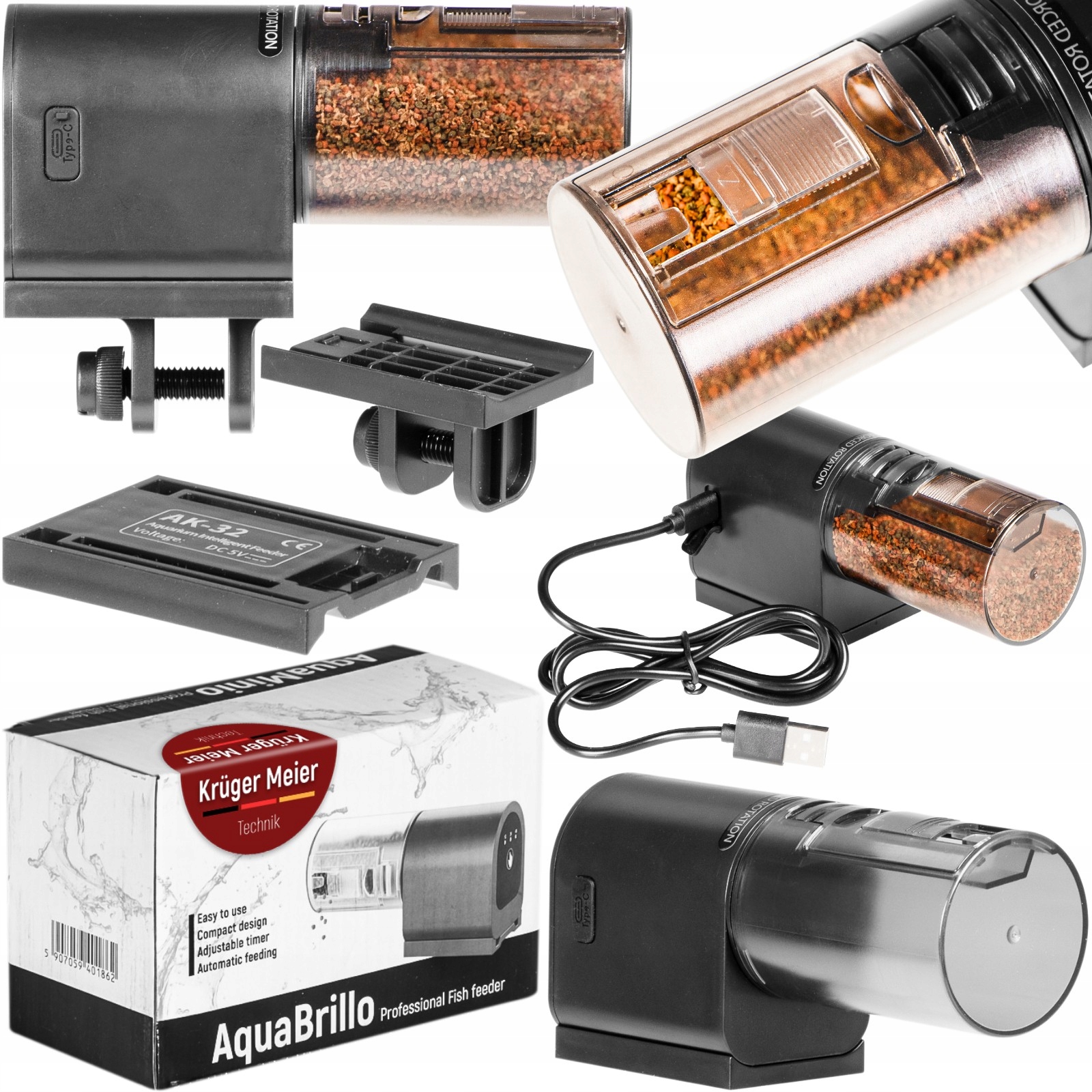 Levně Automatický Krmítko Do Akvária 90ML Přesný Akumulátor 3 Režimy