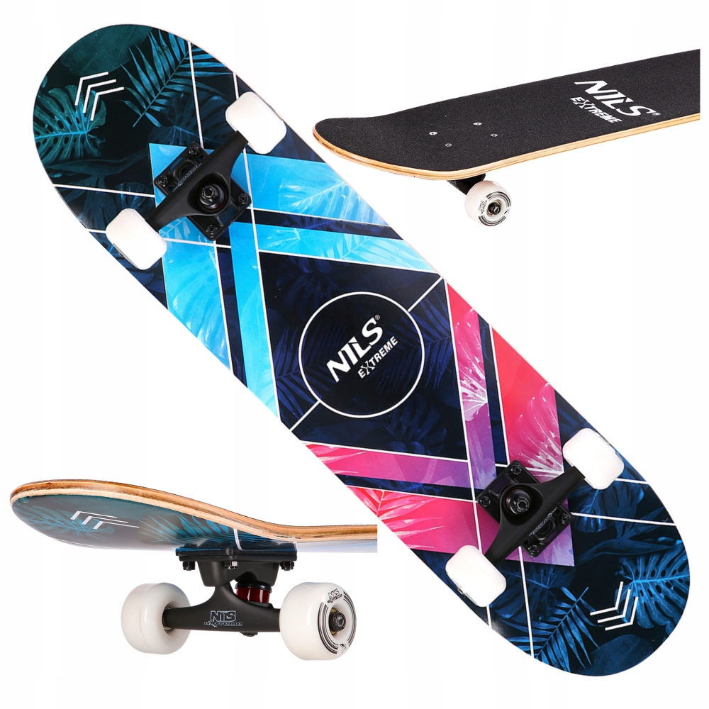 Deskorolka Klasyczna Drewniana Kompletna Skateboard Dla Dziecka ABEC-7 Nils