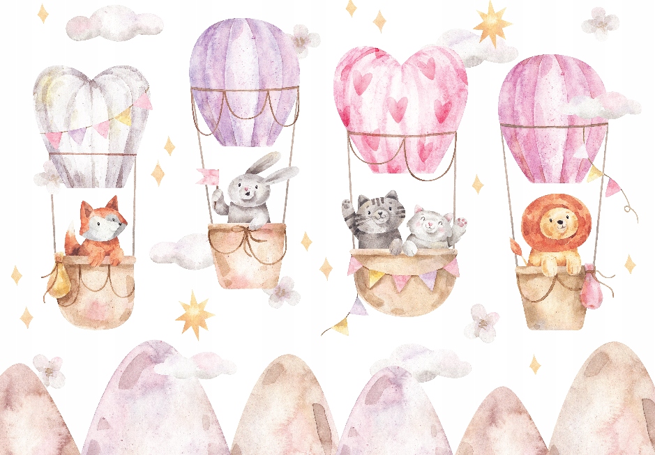 Fototapeta Let v ružových balónoch pre deti 400 x 280 cm, štruktúra 350 g