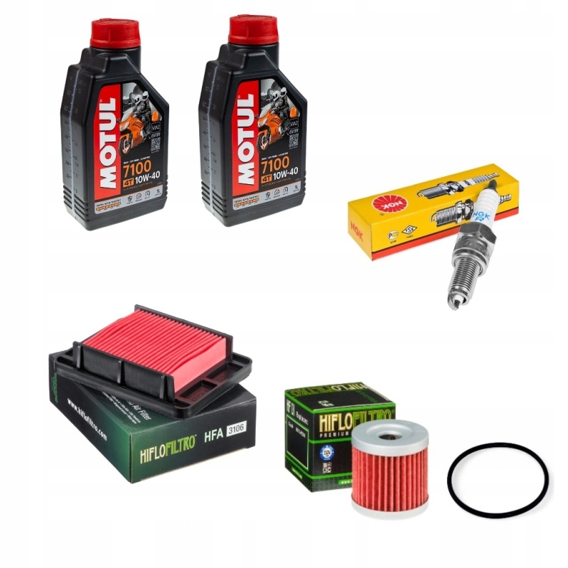 Servisný set na sezónu olej Motul sviečka filtre oring Suzuki GSX-R125