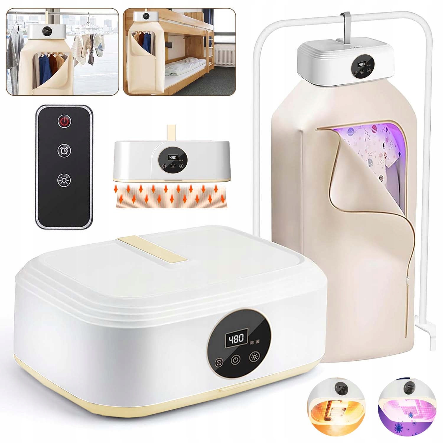 Levně Přenosná Elektrická Sušák Na Oblečení Pro Cestování Se Skládacím Vakem, Výkonná