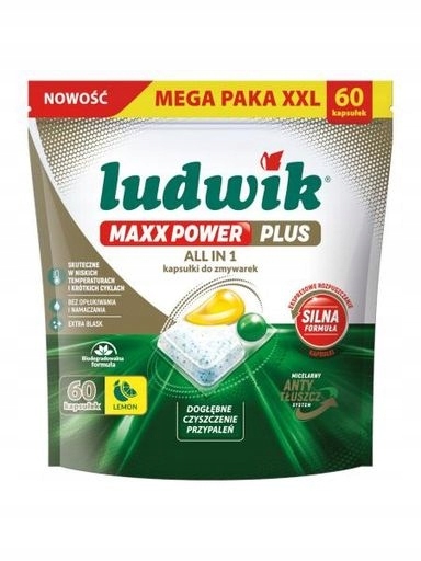 Levně Ludwik Maxx Power Plus All In 1 kapsle do myčky nádobí Lemon 60 ks
