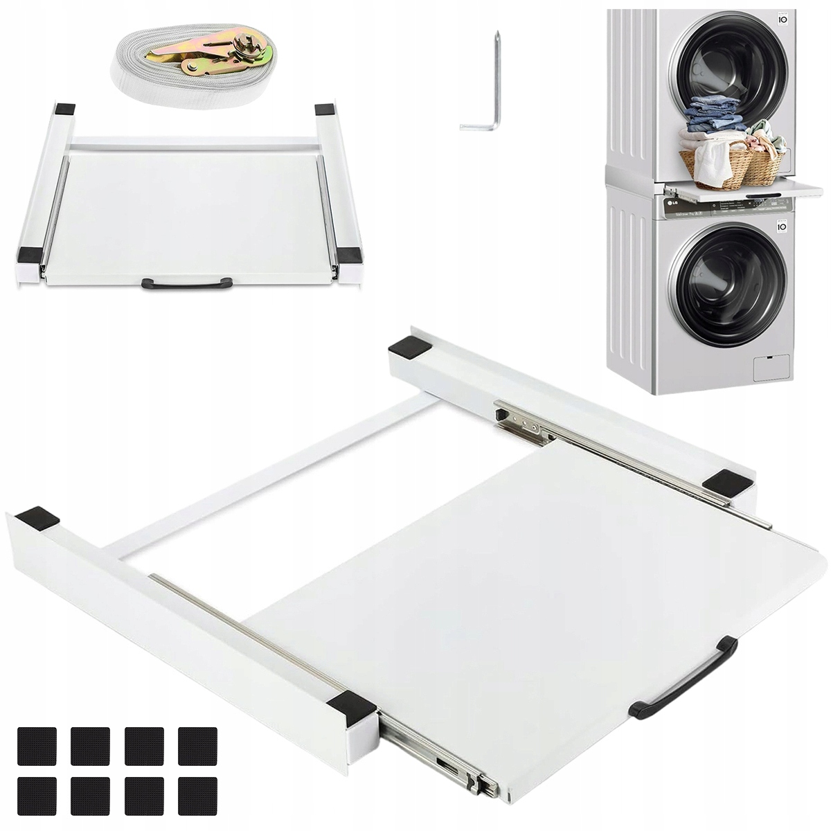 Uniwersalny Łącznik Pralki Z Suszarką 60CM Stojak Z Półką Udźwig 10KG