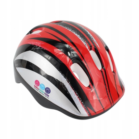 Kask rowerowy dziecięcy S czarno-czerwony 52-54cm, 37907