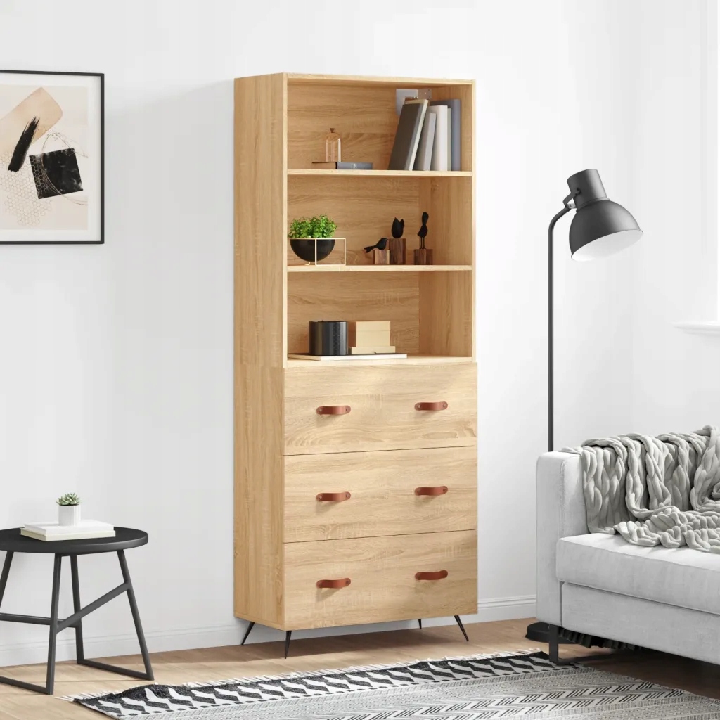Skříň highboard dub sonoma 69,5 x 34 x 180 cm kompozitní dřevo Hnědá 318935