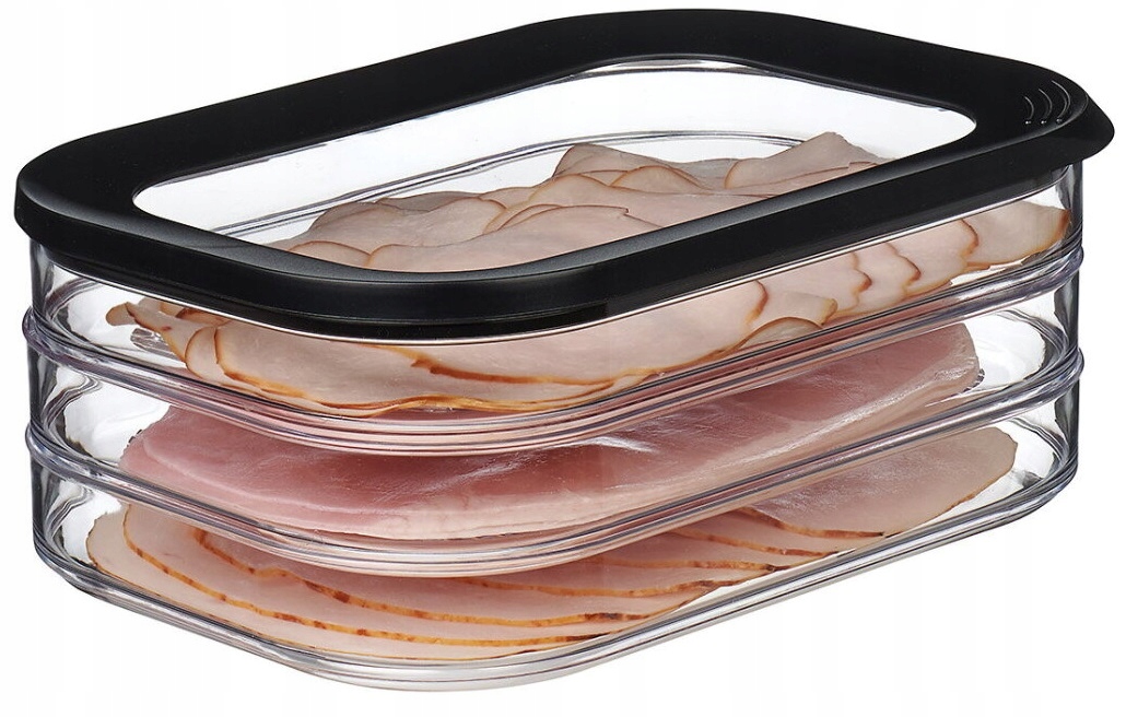 MEPAL PUDEŁKO POJEMNIK PIĘTROWY ORGANIZER WĘDLINY SER ŻYWNOŚĆ 3 w 1 CZARNY Materiał wykonania tworzywo sztuczne