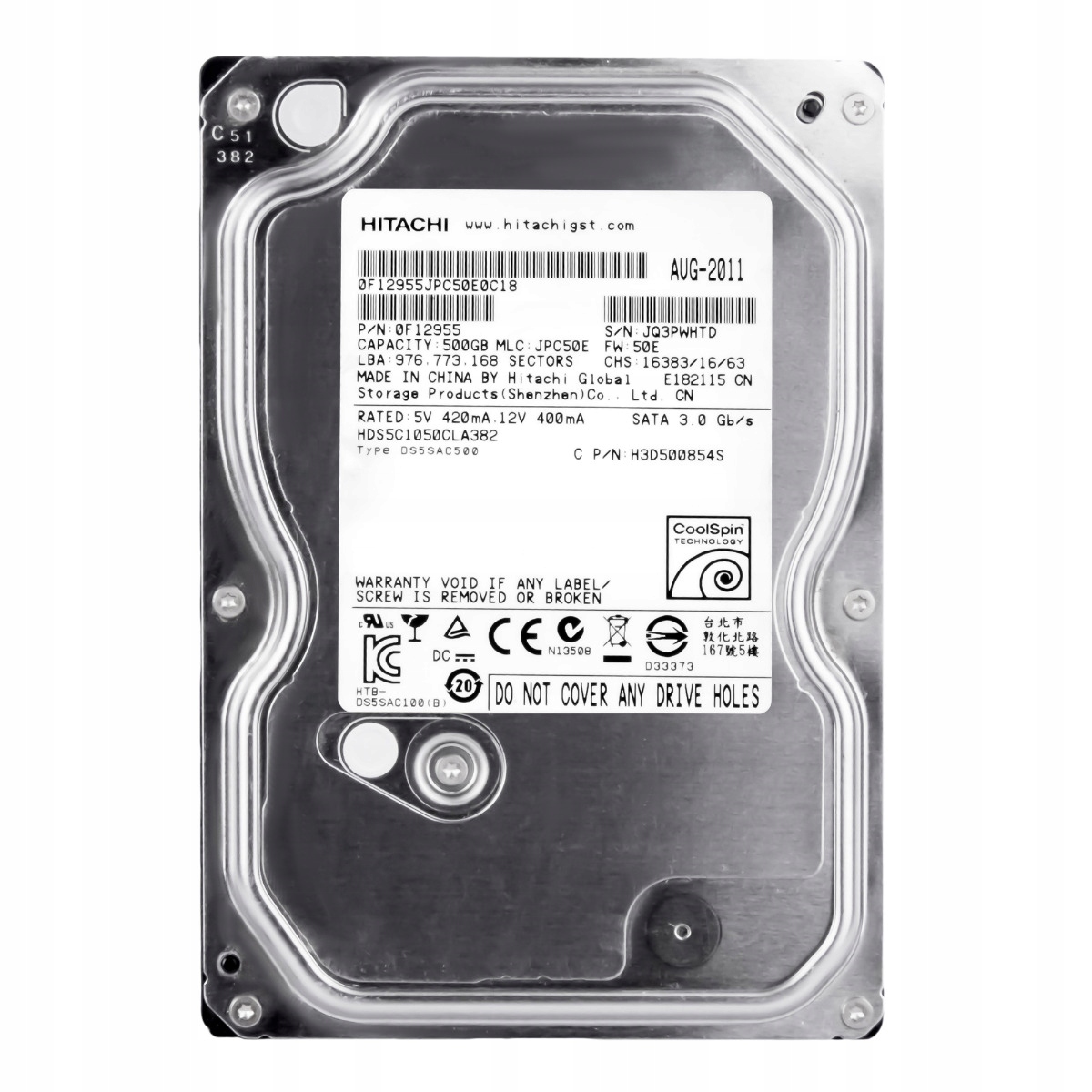 DeskStar 5K1000 500GB 5.7K 8MB Sata II 3.5'' HDS5C1050CLA382