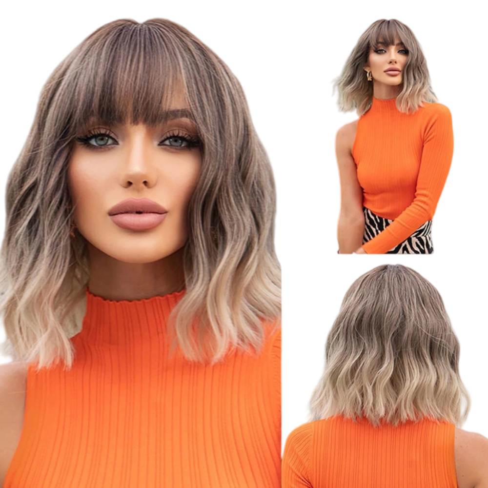 Dámská paruka Blond Ombre popelavá vlnitá s hřebínkem Vlasy jako přírodní