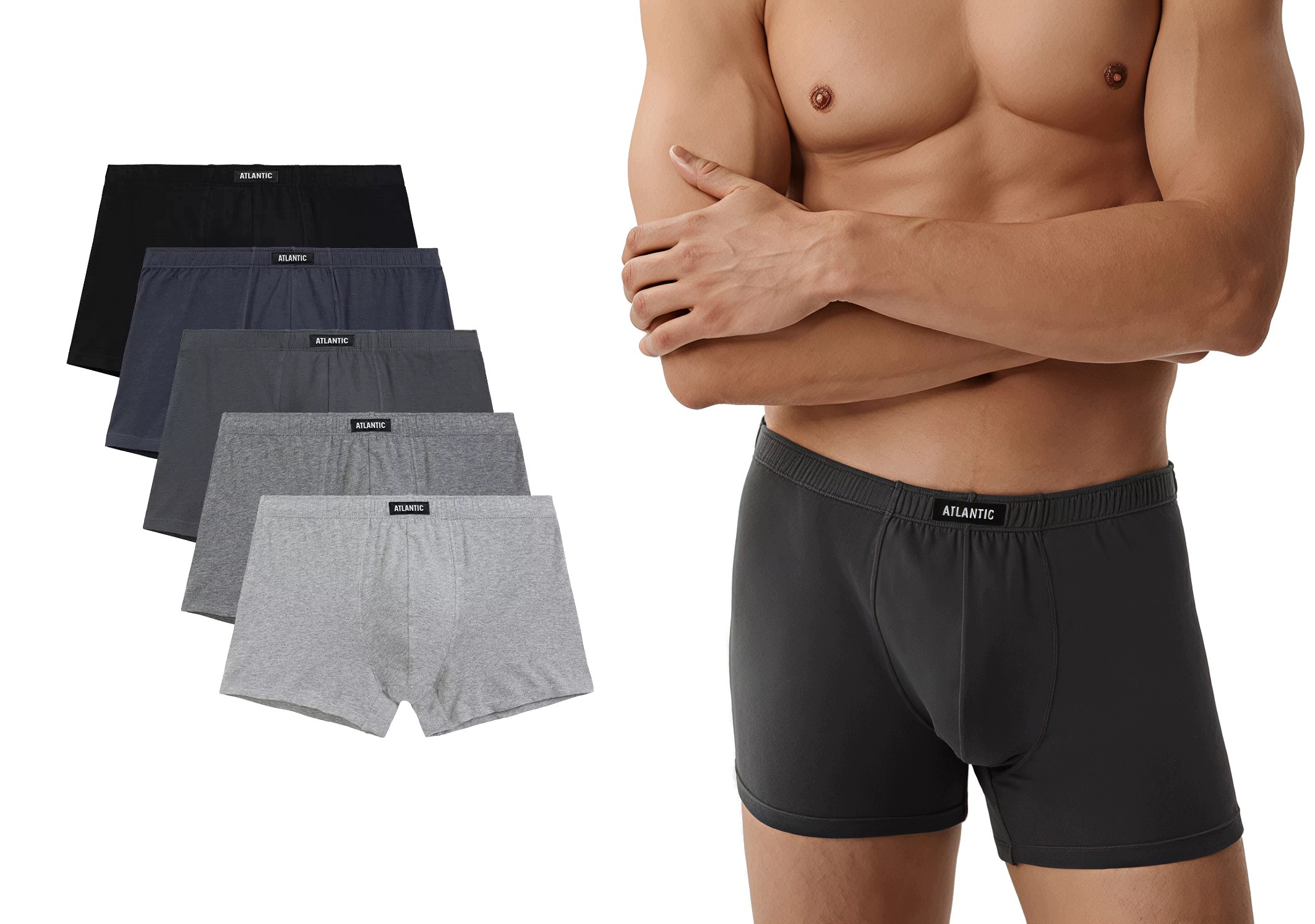 Atlantic Pánské bavlněné sportovní boxerky 5BMH-007 barvy 5-PACK XL