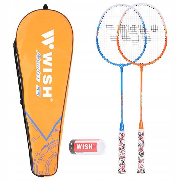 WISH Zestaw do Badmintona: 2x Rakiety Alumtec + Pokrowiec + 3x Lotki