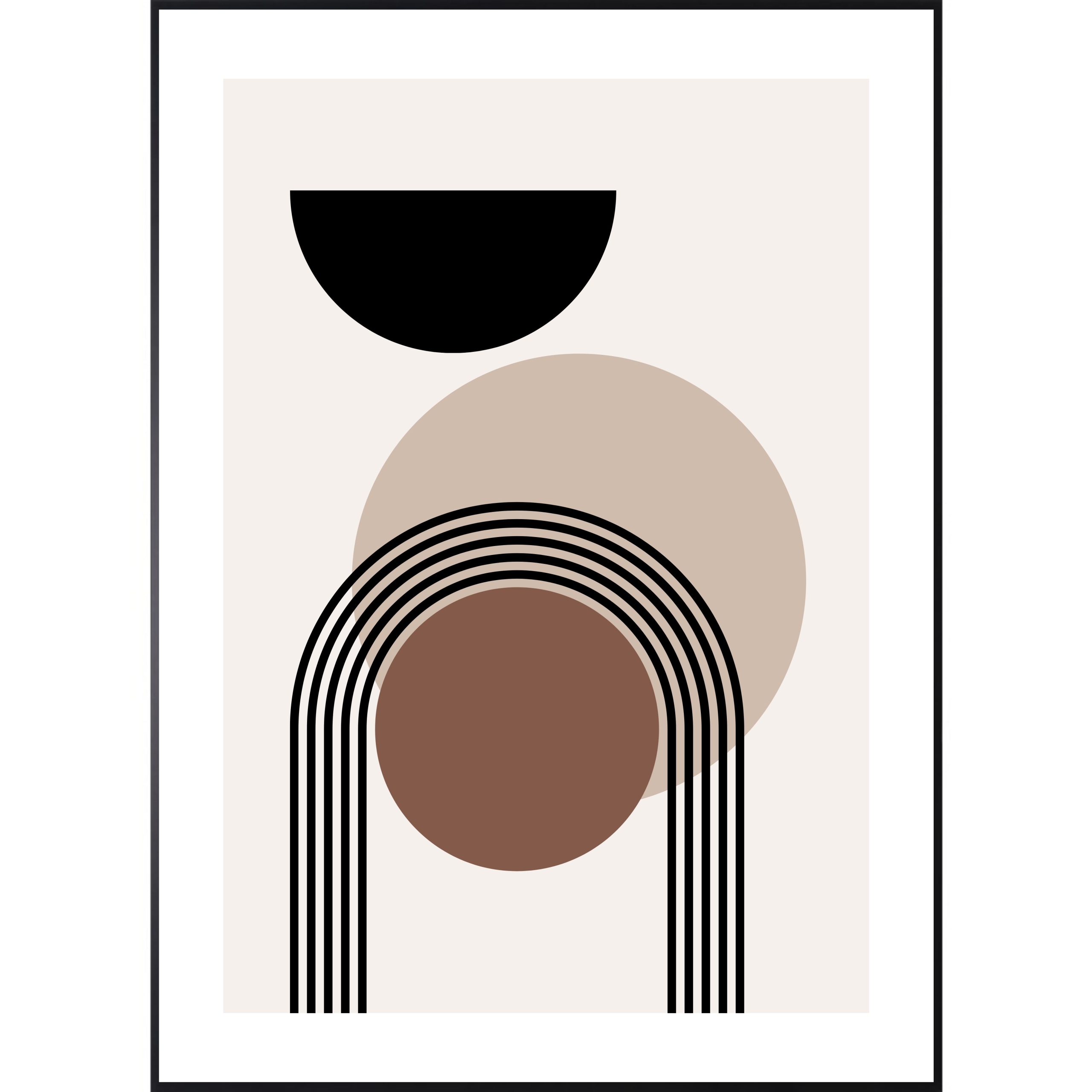 PLAKAT 30 x 40 BEŻOWY BRĄZOWY PÓŁKOLA KSZTAŁTY ART