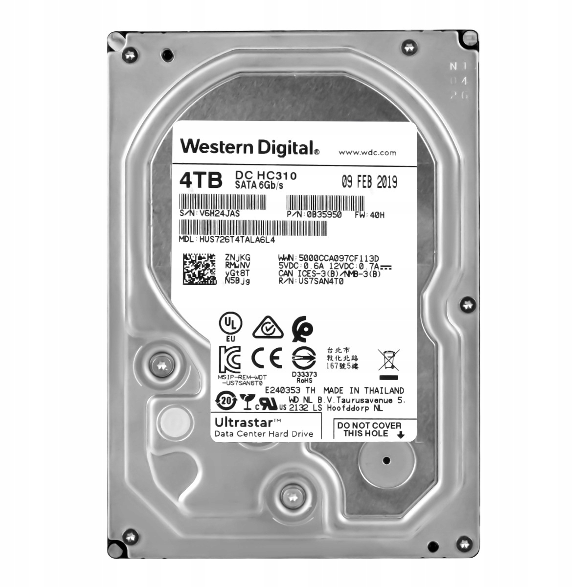WD UltraStar DC HC310 4TB 7.2K 256MB SATA III 3.5'' HUS726T4TALA6L4