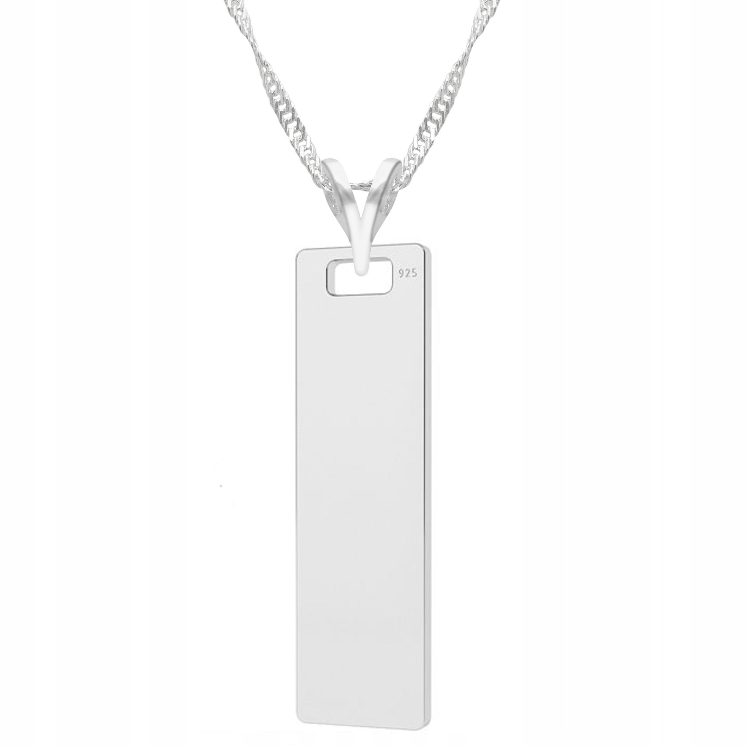 Stříbrný náhrdelník s obdélníkovým plechem Geometrický tvar Stříbro 925