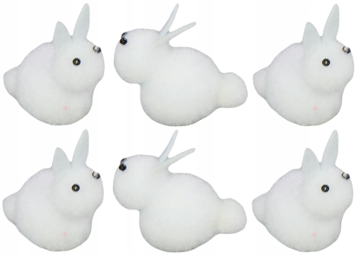 

Biały Zajączek Zajączki Zając 4 CM Wielkanoc 6 Szt