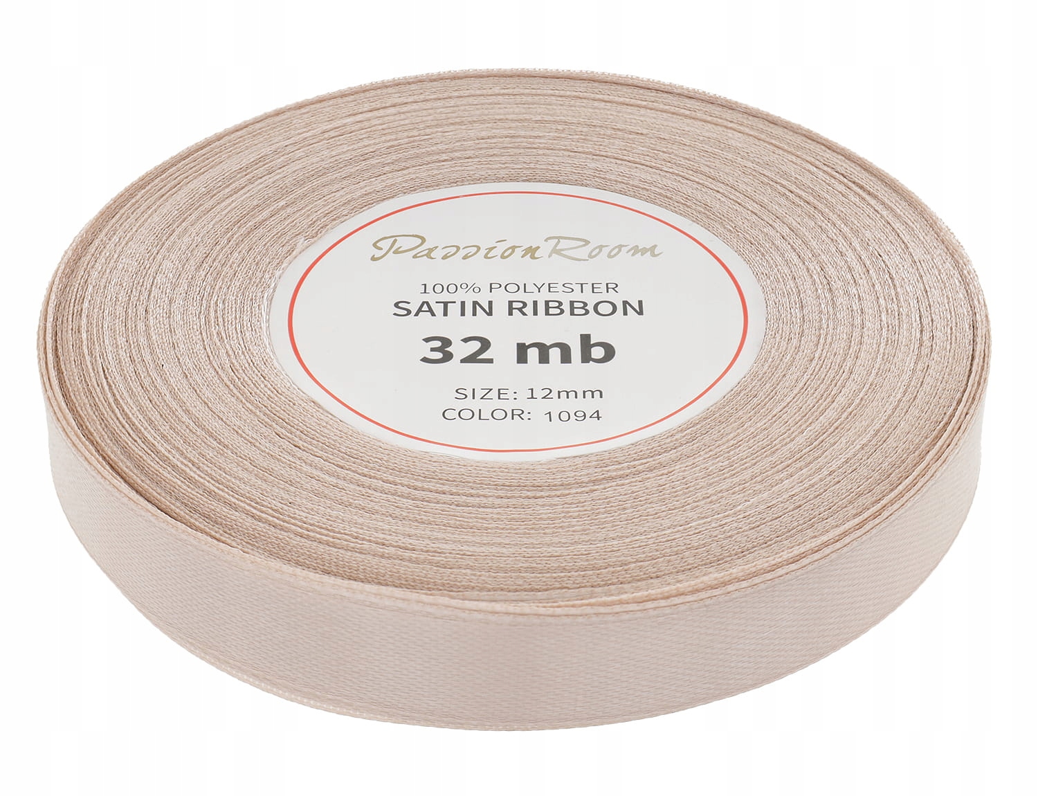 Wstążka taśma tasiemka satynowa 12mm 32mb beżowa