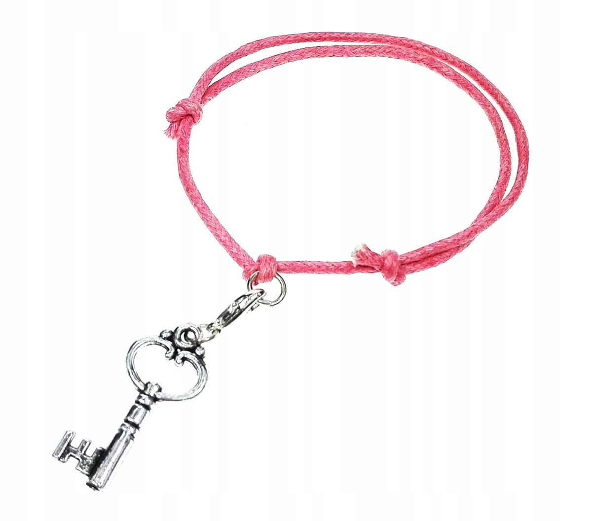 

Bransoletka z zawieszką klucz sznurek łososiowy