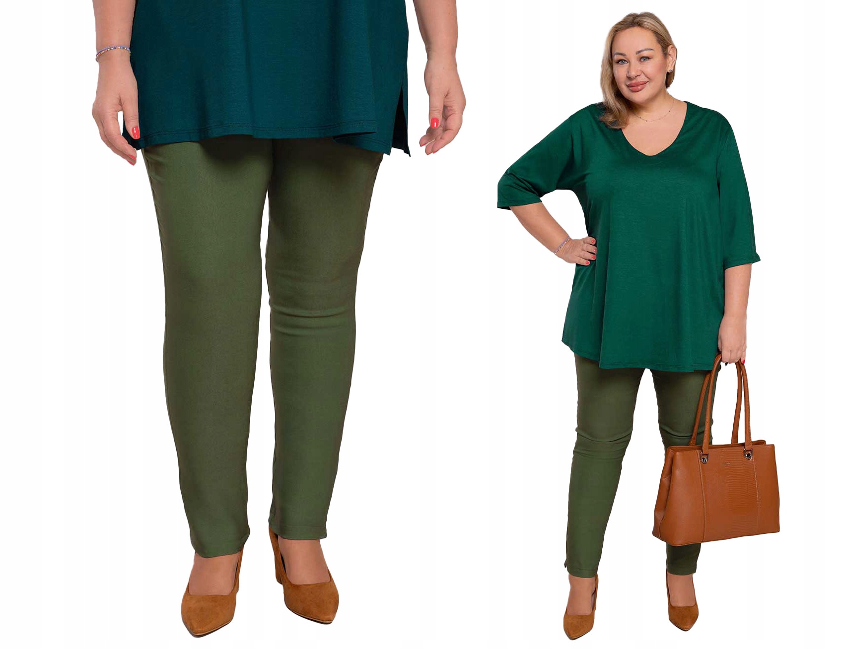 Zelené kalhoty se zúženou nohavicí 48