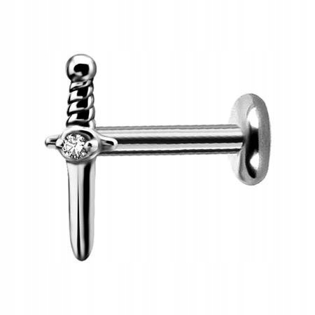 

Kolczyk Labret srebrny sztylet z cyrkonią 1,2/8
