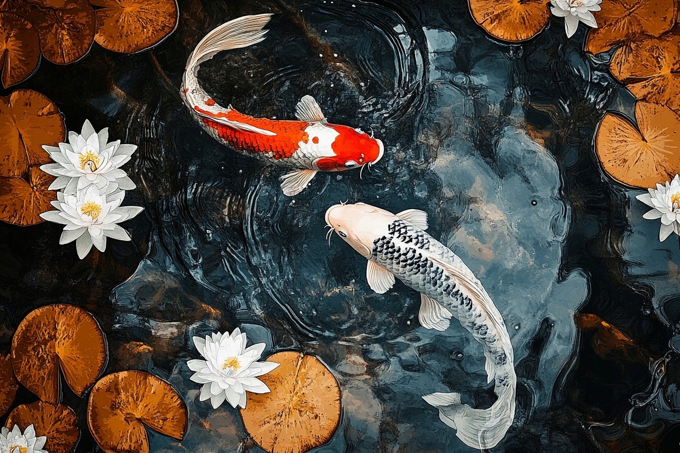 Obraz Na Plátně Canvas Ryby Kapry Koi Japonsko Vodní Lilie Natura 120x80