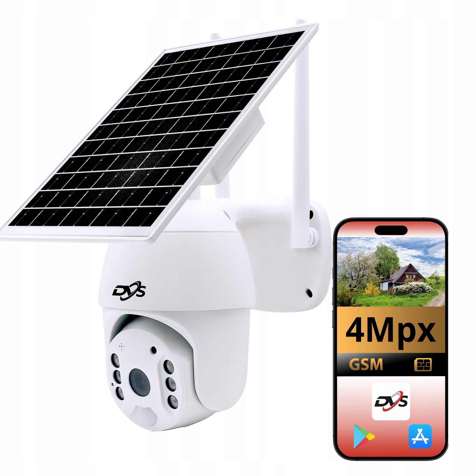 Solárna Kamera Na Kartu Sim 4MPX Otočná Vonkajšia Batéria Dvs App