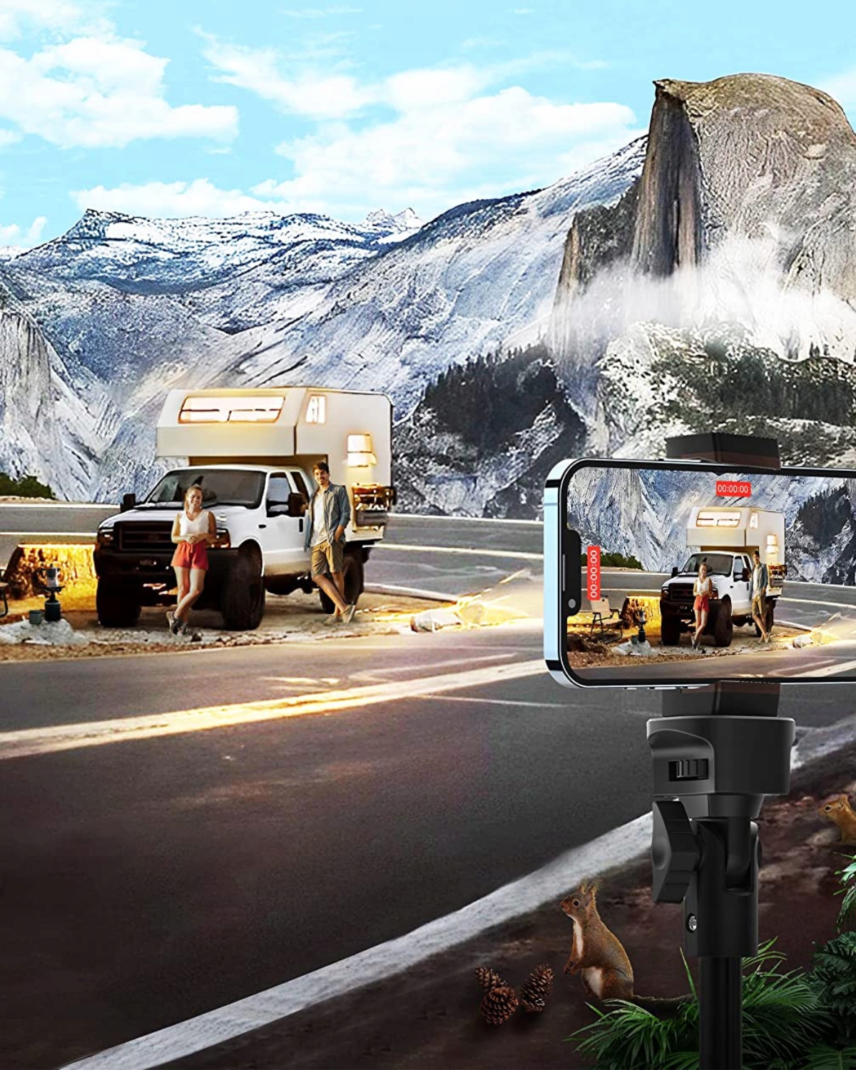 Wysoki STOJAK NA TELEFON STATYW DO APARATU WYSOKI 210 cm + PILOT Bluetooth Model ESTIPRO