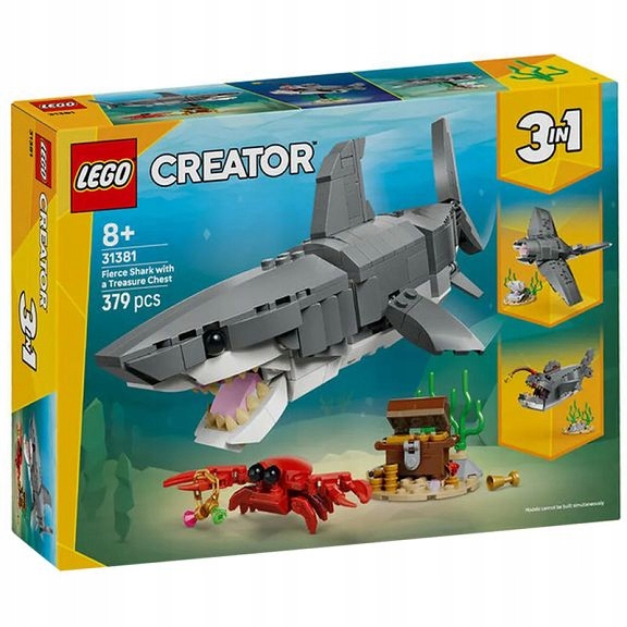 Lego Creator Hrozivý žralok a truhla s pokladem 3v1 31381
