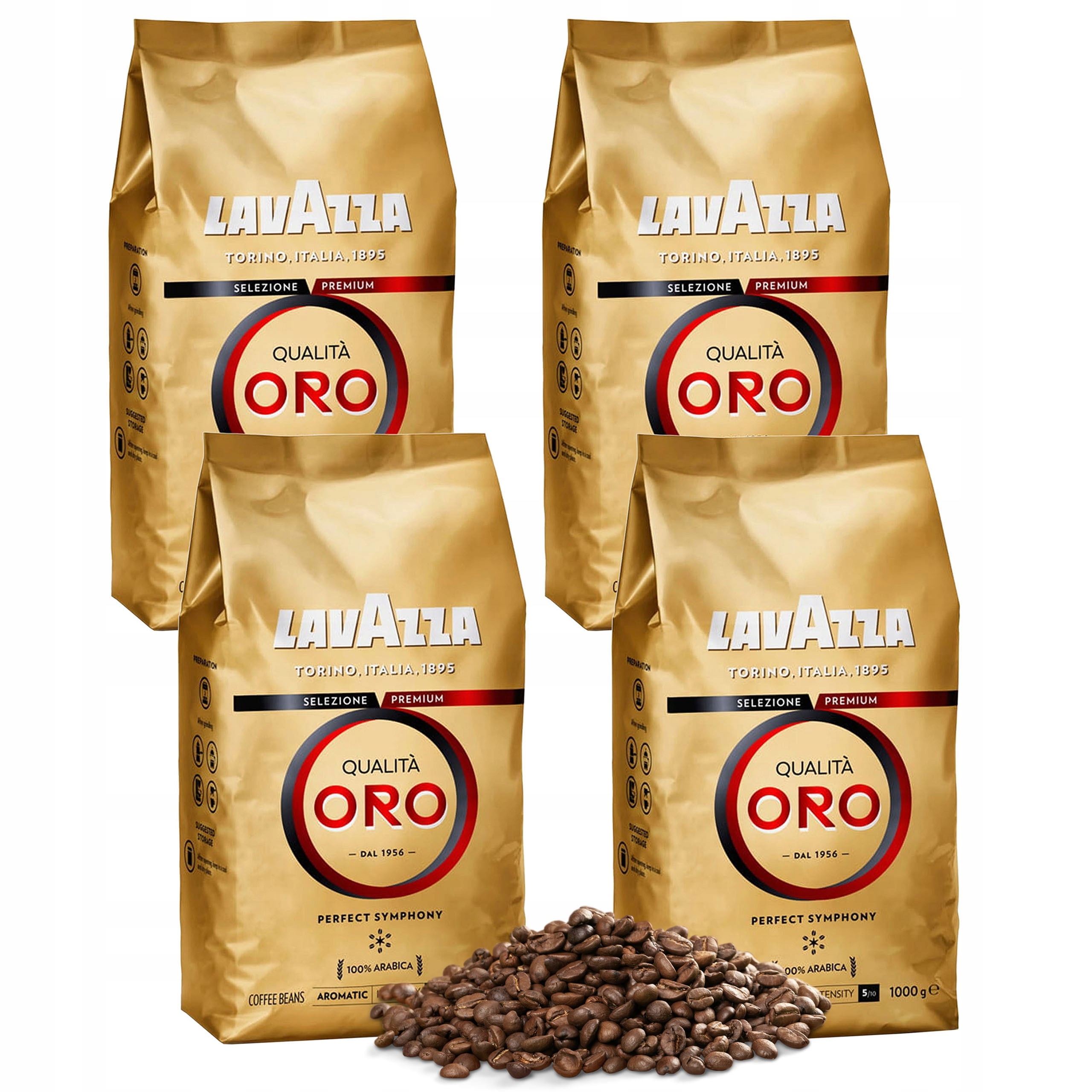 Levně 4 x zlatá Káva zrnková Arabica Lavazza Qualita Oro 4 x 1 Kg