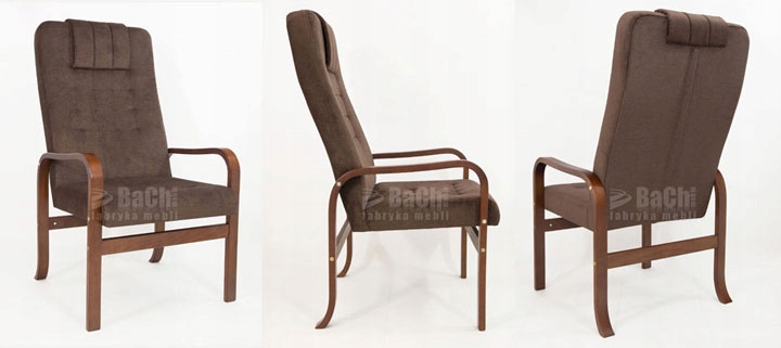 FOTEL GRANDE DLA SENIORA BRĄZ FINKA DO SALONU DO PRZEDPOKOJU DO POKOJU 48h Marka Bach