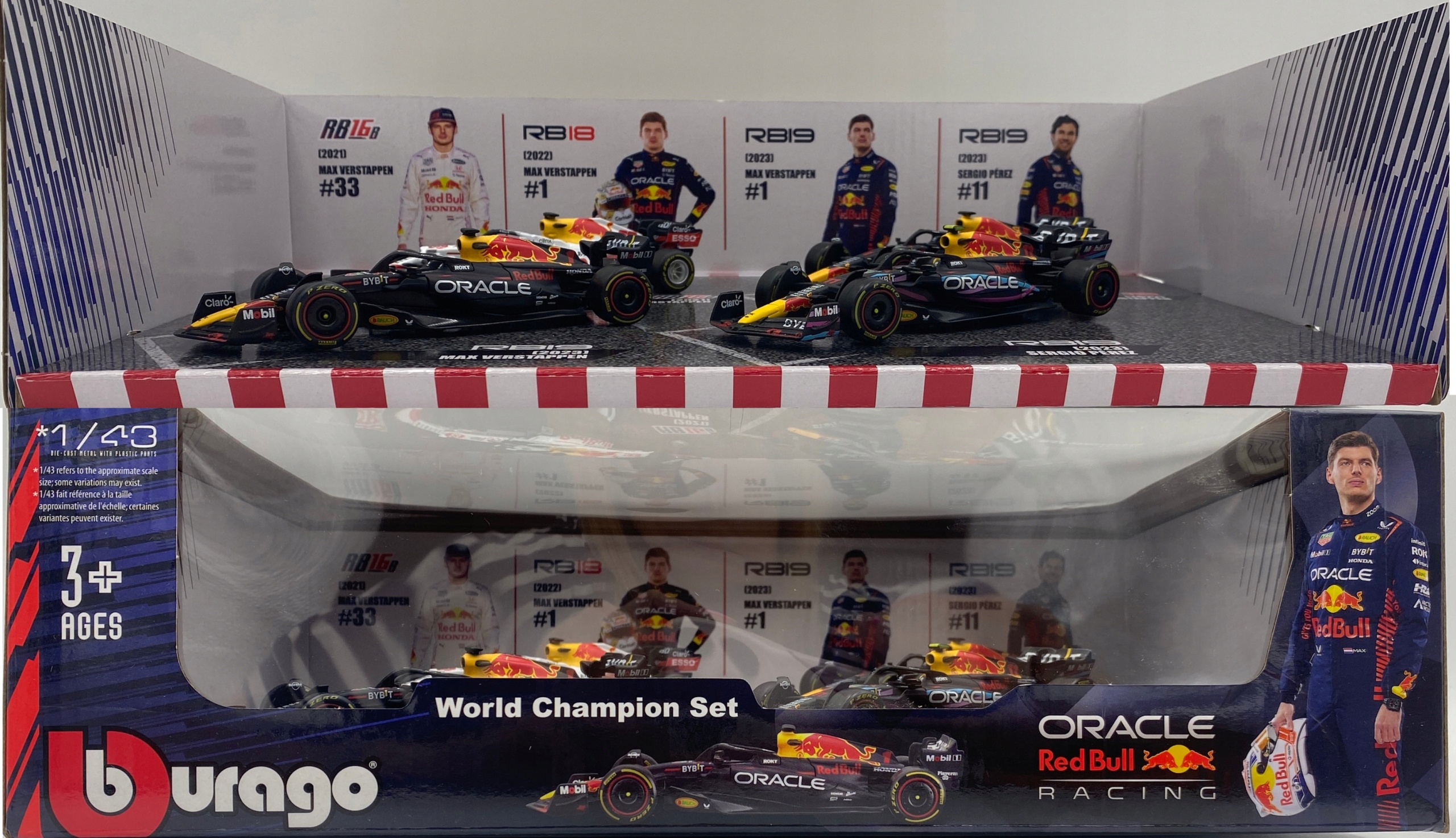Red Bull F1 Verstappen Perez RB19 RB18 RB16B BBurago 1:43