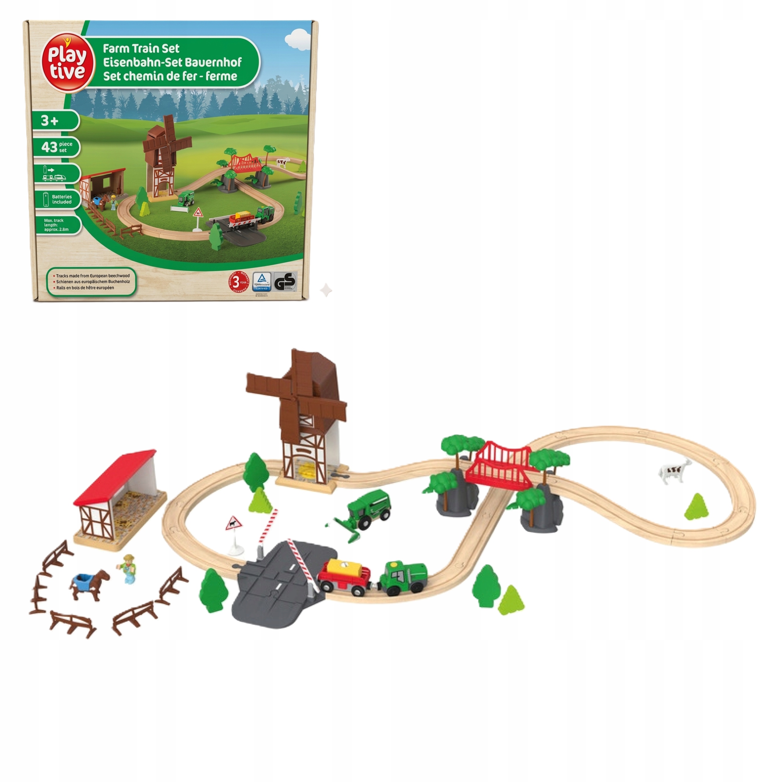 Playtive Drewniana Kolejka Gospodarstwo 43 Elementy Zestaw