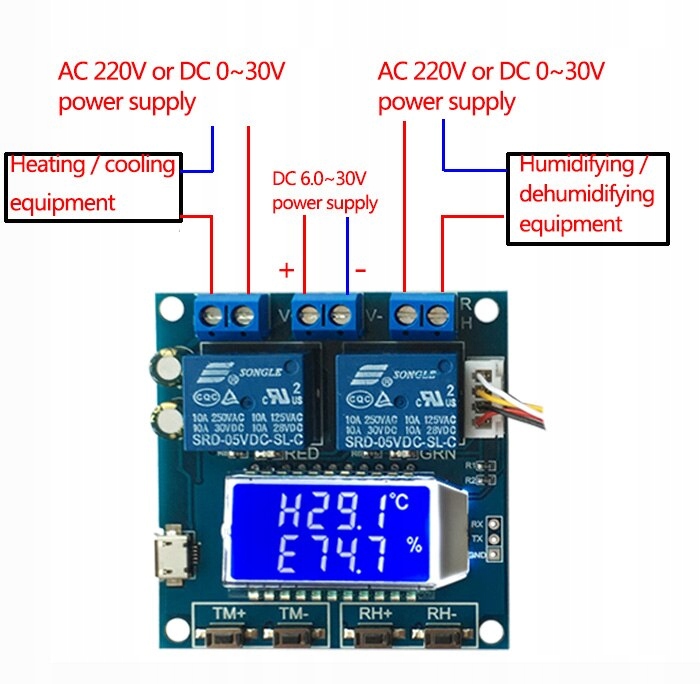 Regulator temperatury i wilgotności XY-TR01 Model XY-TR01