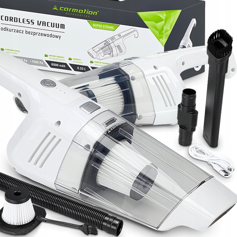 Vysavač 5000 7500PA S Hepa Filtrem, Bílý, Usb
