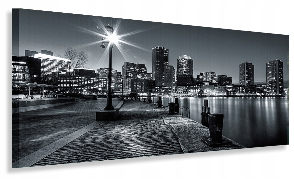 OBRAZ PANORAMA MIASTO NOCĄ 120x50 OBRAZY CANVAS