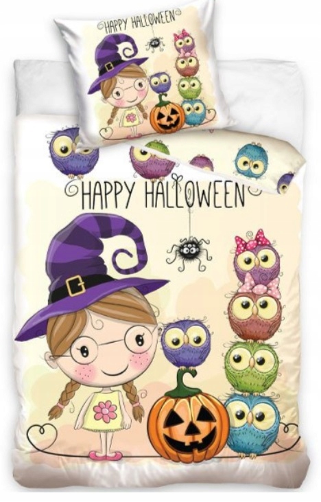 Pościel Dziecięca 160x200 Sówka Sowa Halloween U&me 100% bawełna