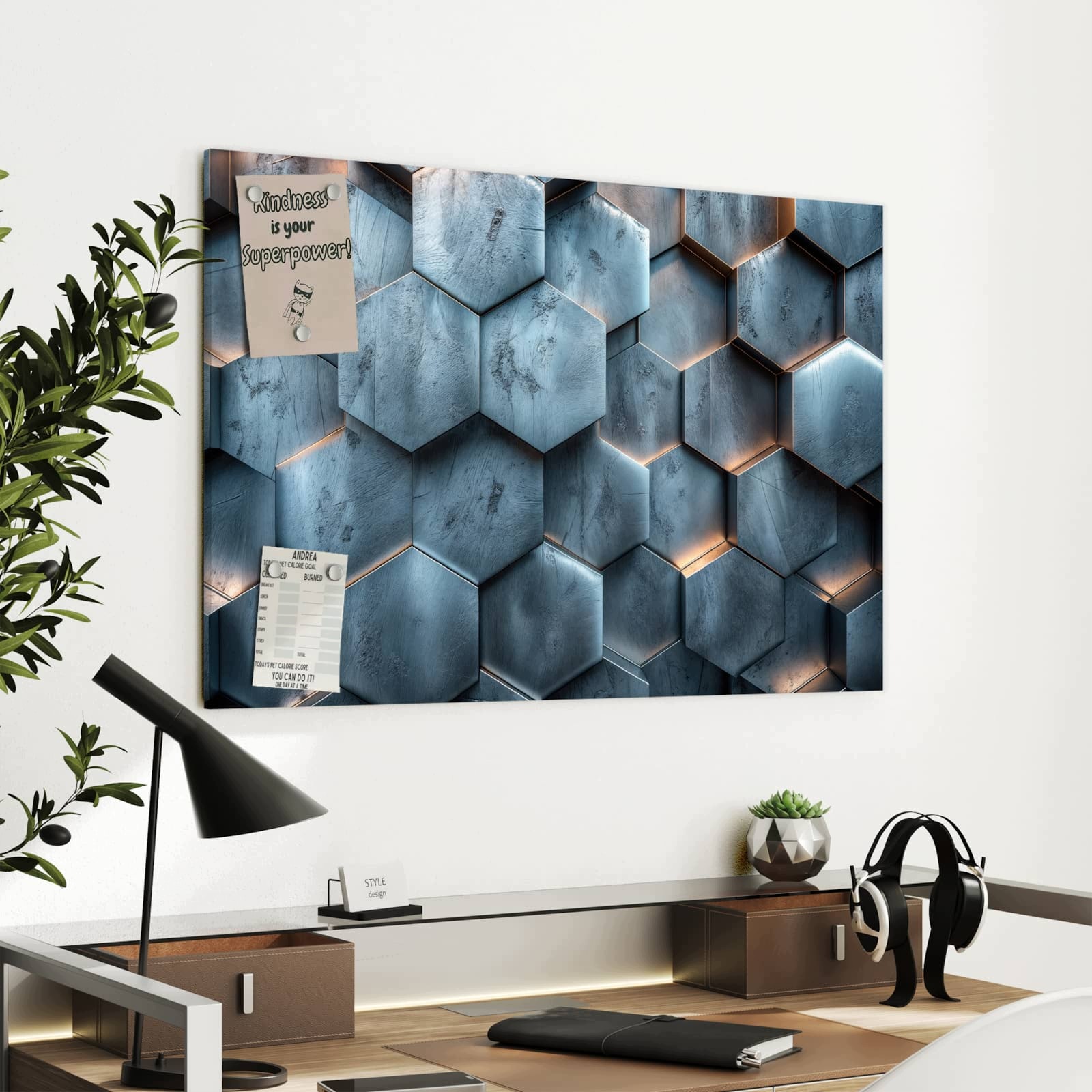 Magnetická tabule Šestiúhelník Struktura 90 × 60 cm