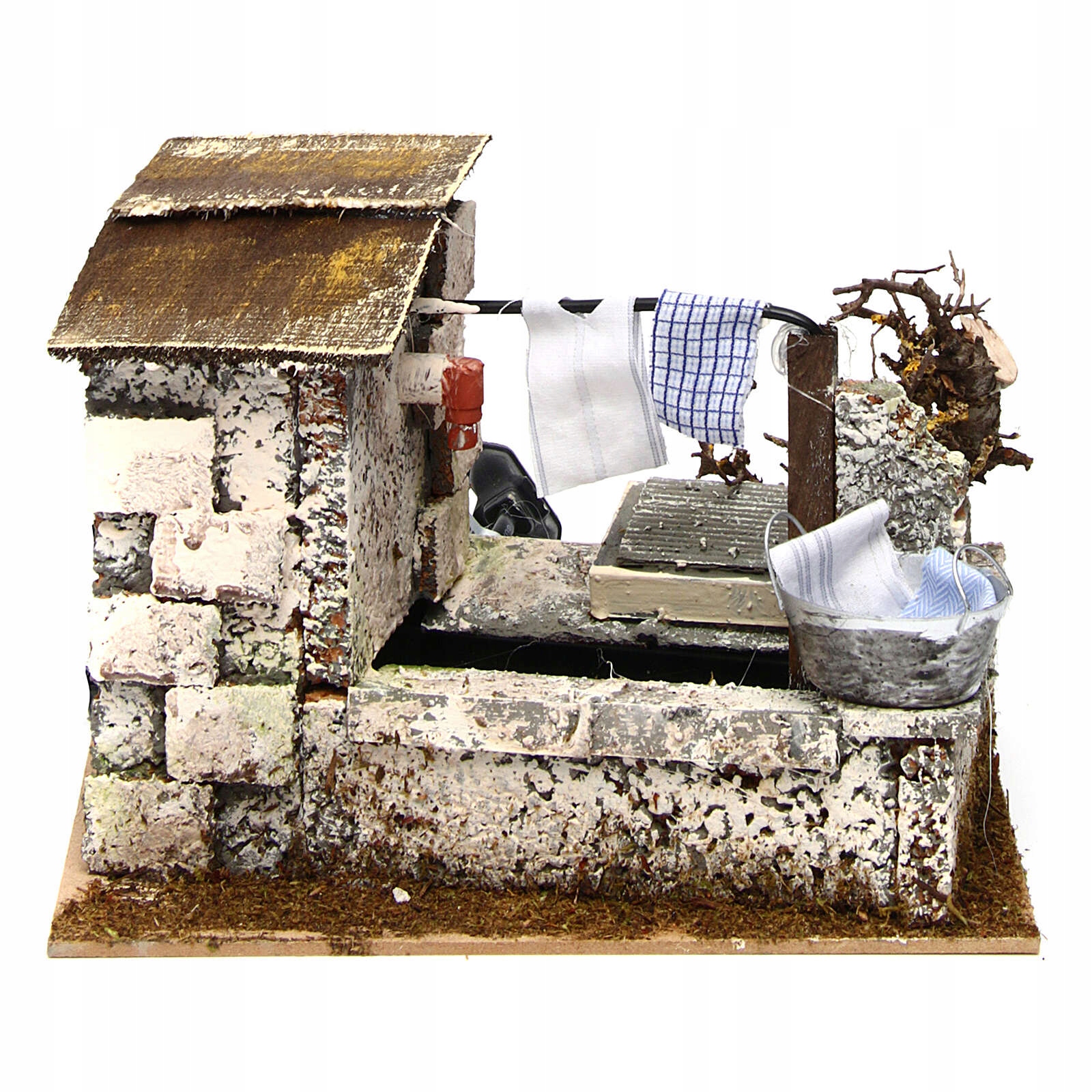 Pohyblivá studňa s praním 220 V do betlehemu Włoska Ručne vyrobená 20x14x17 cm