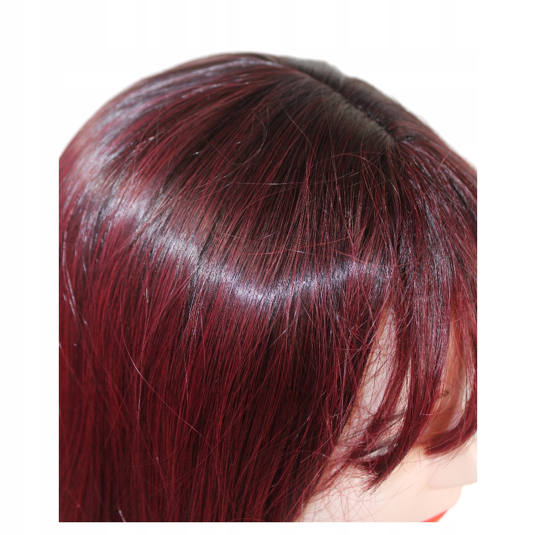 2x Dámská paruka, dlouhý mikádo střih (Long Bob) s ofinou, ombre červená burgundská, syntetická
