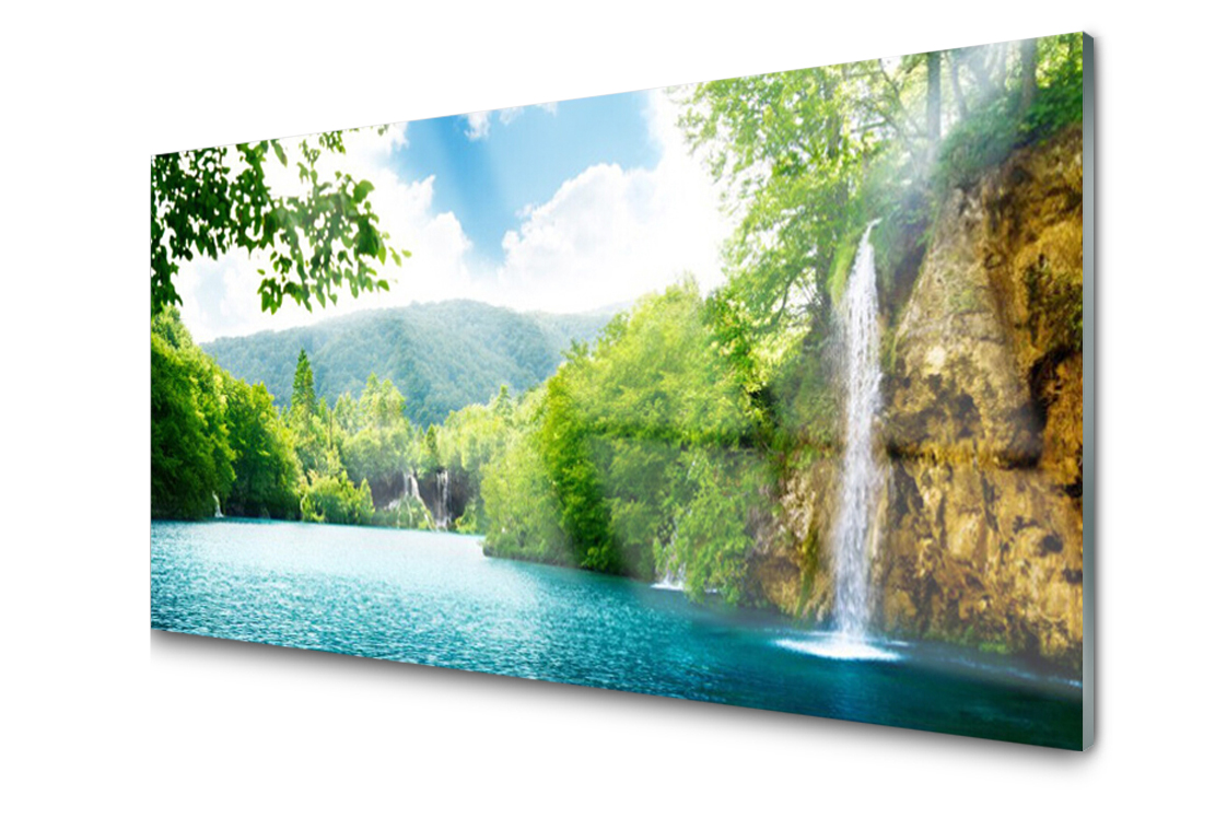 

Panel szklany dekor Wodospad Jezioro 140x70
