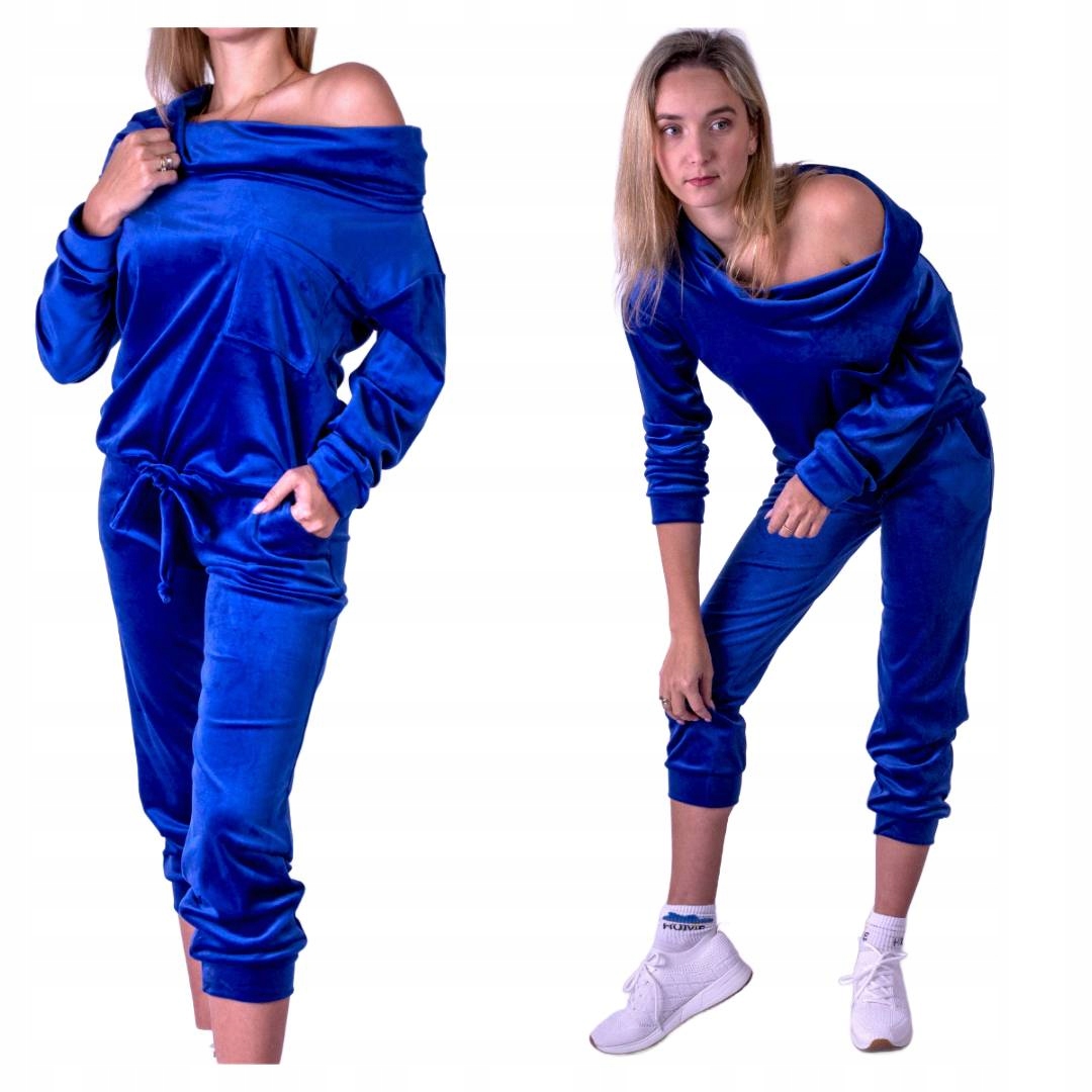 Velurový komplet na ramena: Tmavě modrá|Modrá XL/2XL