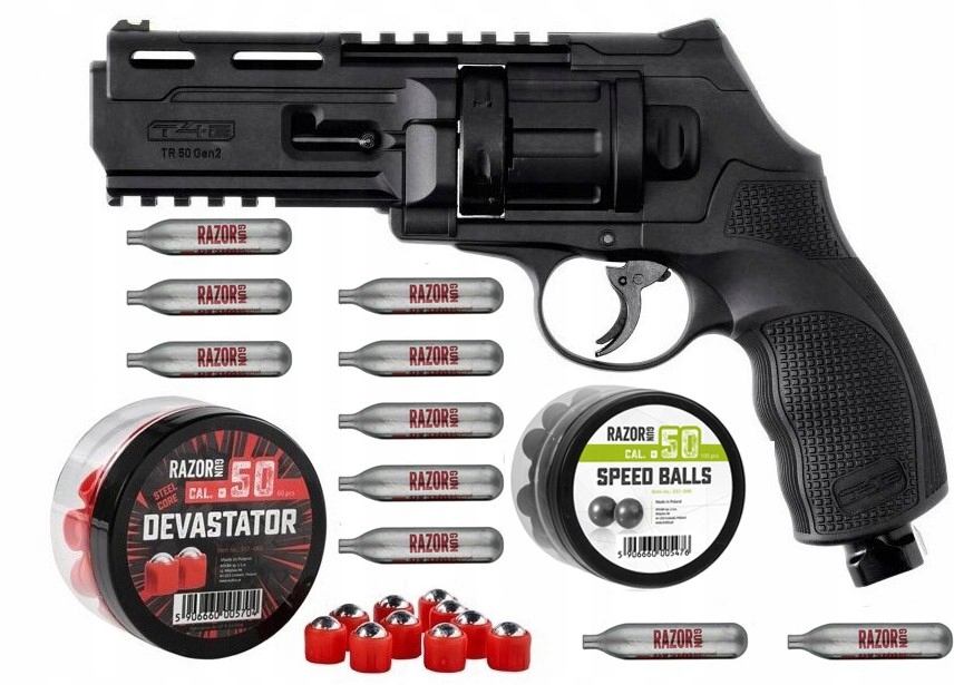 Umarex T4E HDR50 Gen 2 Rewolwer Kule Gumowe Metalowe Ram Kal. .50 13J CO2